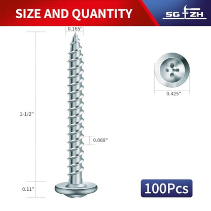 #8 x 1-1/2" Wood Screw 100Pcs Alloy Steel Standard Thread Truss Head Fast Self Tapping by SG TZH - color: Silver - Alloy Steel, size: #8 x 1-1/2"