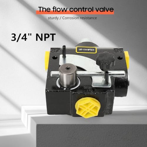 Hydraulic Adjustable Variable Flow Control Valve w/Relief, 0-30 GPM, 3/4” NPT Port Size,500-3000 PSI Pressure Relief Valve Adjustment Range, 30.38Gal/min
