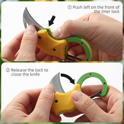 Small Pocket Knife for Men, Pocket Utility Knife with 1.38''Sharp Blade, Cute Folding Knife Box Cutter, Mini EDC Knives for Everyday Carry, Ideal Gifts for Men and Women（Yellow） - color: Yellow