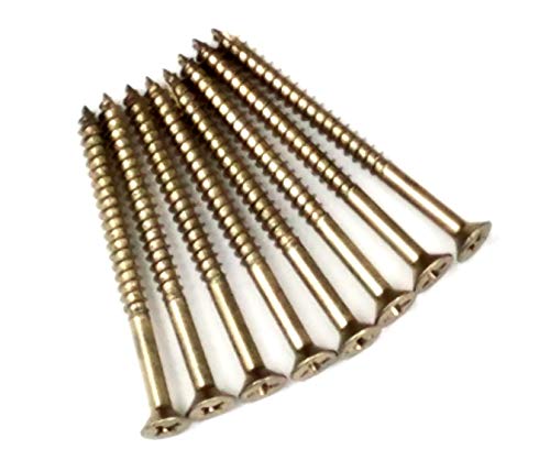 Long Wood Screws for Door Hinges Polished Brass 9 x 3 Inch 24-Pack - color: POLISHED BRASS