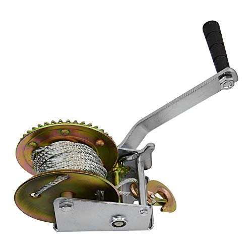 1200LB Hand Winch with 26ft Cable, Gear Crank Manual Winch for Boat Trailer, ATV, and RV, Drop Forged Steel Construction for Lifting, Pulling, and Loading Applications