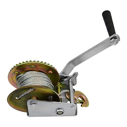 1200LB Hand Winch with 26ft Cable, Gear Crank Manual Winch for Boat Trailer, ATV, and RV, Drop Forged Steel Construction for Lifting, Pulling, and Loading Applications