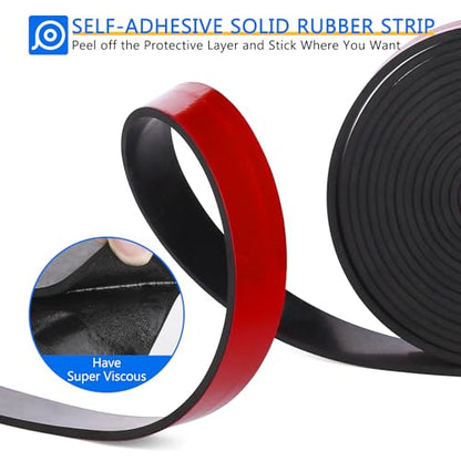 WochiTV Adhesive Solid Rubber Strips, 2" Wide x 1/4" Thick x 120" Long Self Stick Black Neoprene Rubber Rolls Perfect for DIY Insulation Cushion Gasket, Sealing, Liner, Weather Striping - size: 2" W X 120" L, style: 1/4" Thick Adhesive