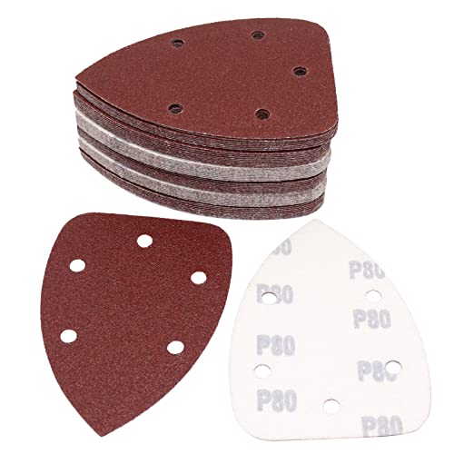 60 Pcs 80 Grit Mouse Detail Sander Sandpaper, Aluminum Oxide Mouse Sander Pads 5 Hole Palm Sander Pads Sanding Sheets for 140mm Mouse Sander - size: 80 Grit