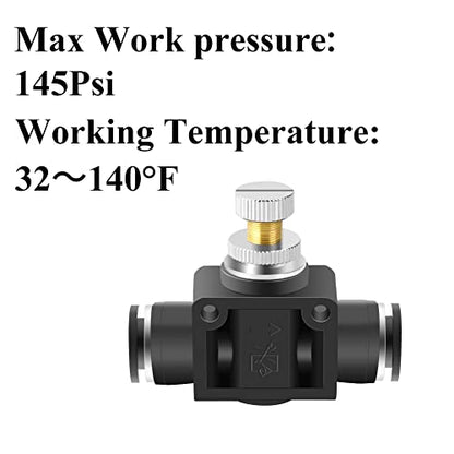 Beduan 5/16" x 5/16" Tube OD Air Flow Control Valve with Push-to-Connect Fitting Speed Controller Union Straight SCF-5/16 (Pack of 2) - size: 5/16" Tube OD(2Pcs)