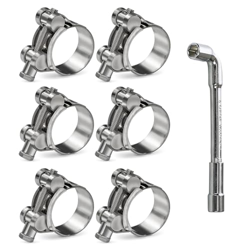 6 Pack 23-25mm (0.9-0.98") T-Bolt Hose Clamp,Stainless Steel_304 Intercooler Pipe Tube Clamps,Turbo Pipe Clamps,Heavy Duty Radiator Hose Clamp, T-bolt Intake Clamp - size: 0.90 - 0.98 inches