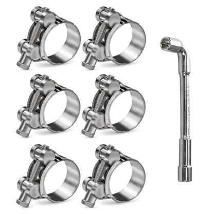 6 Pack 17-19mm (0.67-0.75") T-Bolt Hose Clamp, Stainless Steel_304 Intercooler Pipe Tube Clamps, Turbo Pipe Clamps, Heavy Duty Radiator Hose Clamp, T-bolt Intake Clamp - size: 0.67 - 0.75 inches