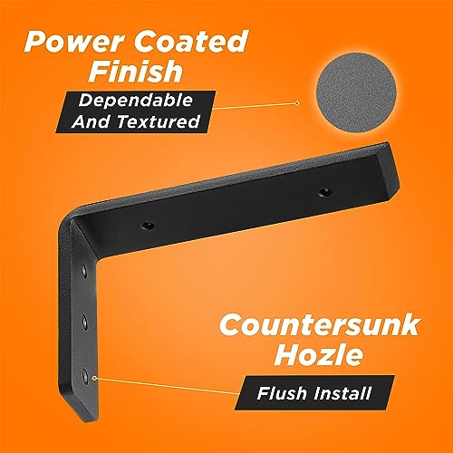 BATODA 8” Countertop Support Steel Brackets (2 PCS), Heavy Duty L Bracket - size: 8 Inch