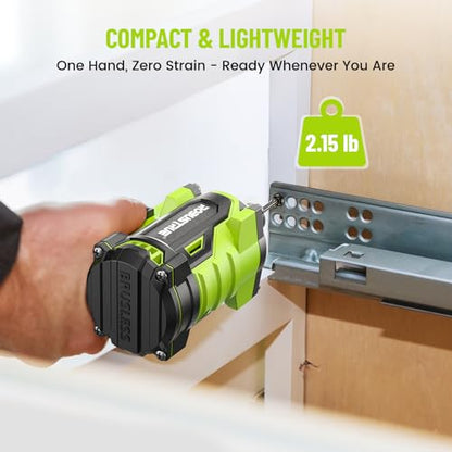 Robustrue Impact Driver: 21V 1/4" Hex Cordless Impact Driver, 230N.m (2,035in-lbs) Brushless Impact Driver Drill Set, 20Psc Screwdriver Bits, 2.0 Ah Battery, Variable Speed for DIY and Automotive