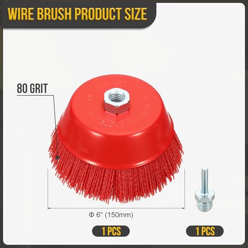 DTGN 2 Pcs 6" Wire Cup Brush Set for Grinder, 5/8"-11 Arbor & 1/4" Shank