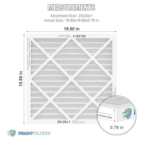 TRIGHTFILTERS 20x20x1 Air Filter 2 Pack, MERV 8 Filter Replacement - size: 20x20x1-2pack