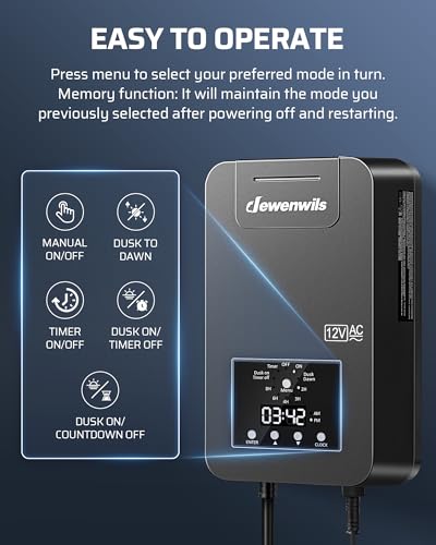 DEWENWILS 200W Low Voltage Transformer with Photocell Sensor & Timer - style: 200W