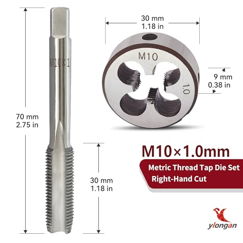 M10x1.0 Tap and Die Set, Metric Right-Hand M2 HSS M10 x 1.0 Tap Die Set - size: m10 x 1.0