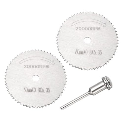 Cutting Wheel Set 2Pcs 2.36" 60mm Diameter HSS Circular Saw Blades - color: Silver, size: 2.36"(60mm) Diameter, 0.13"(3.2mm) Round Shank
