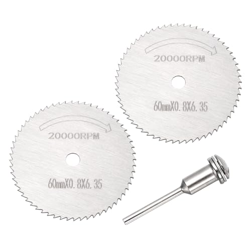 Cutting Wheel Set 2Pcs 2.36" 60mm Diameter HSS Circular Saw Blades - color: Silver, size: 2.36"(60mm) Diameter, 0.13"(3.2mm) Round Shank