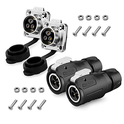 2 Pcs 3 Pin Connector, Waterproof Connectors, Waterproof Power Connector, Aviation Wire Connector for Industrial, Power, Automotive, and Other Indoor/Outdoor Electrical Cable Connection - style: 3 PIN,2 PCS