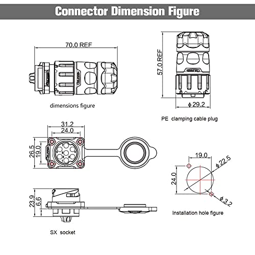 7 Pin Waterproof M20 Plastic Aviation Connector 10A 500V - style: 7PIN