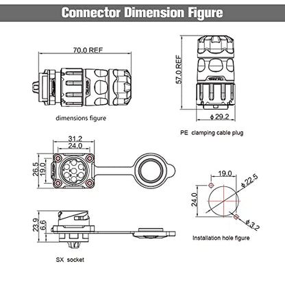 7 Pin Waterproof M20 Plastic Aviation Connector 10A 500V - style: 7PIN
