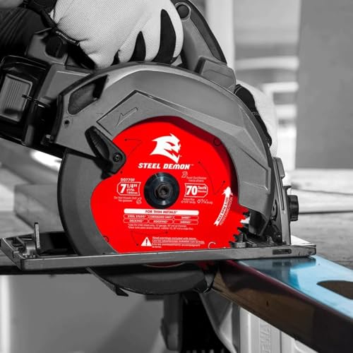Diablo 7-1/4-Inch x 70-Teeth Steel Demon Carbide Saw Blade for Thin Metal - Ideal for Mild Steel Cutting, 12 Gauge or Thinner - Tico Hi-Density Carbide, Triple Chip Grind - D0770F - size: 7-1/4", style: 70 TCG