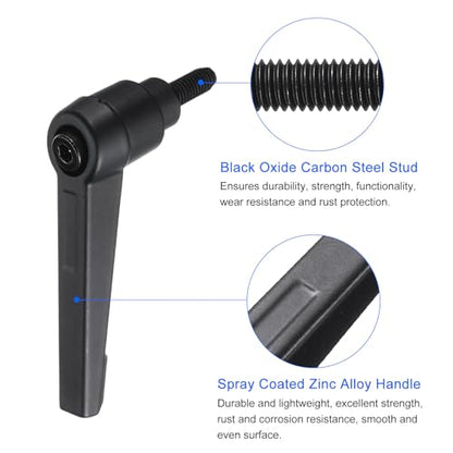 uxcell 4pcs Clamping Lever Handles, M5 x 16mm Black Oxide Carbon Steel Threaded Male Stud, Adjustable Handles Locking Quick Release Ratchet Push Button Bolt Knobs, Black - size: M5 x 16mm