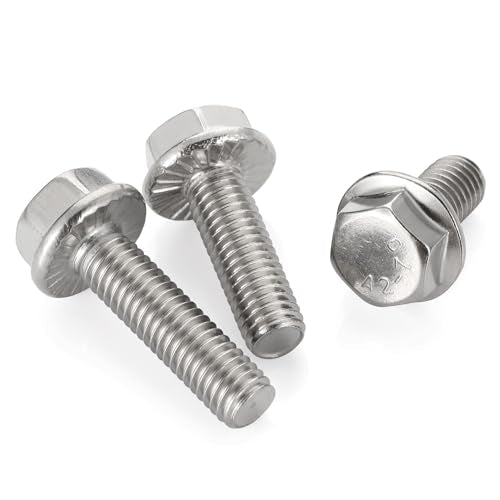1/4-20 x 1/2" Flange Hex Head Bolts, Stainless Steel 304, Fully Threaded, 25 PCS - color: Silver, size: 1/4-20 x 1/2"