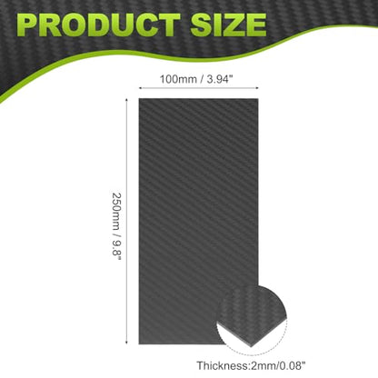 MECCANIXITY 3K Carbon Fiber Plate Panel Sheets, 100 x 250 x 2mm Carbon Fiber Board Plate Matte Twill Weave Panel Sheets Flexible for RC Aircraft, Model Car, Auto Parts - size: 100 x 250 x 2mm/3.94 x 9.8 x 0.1 inches