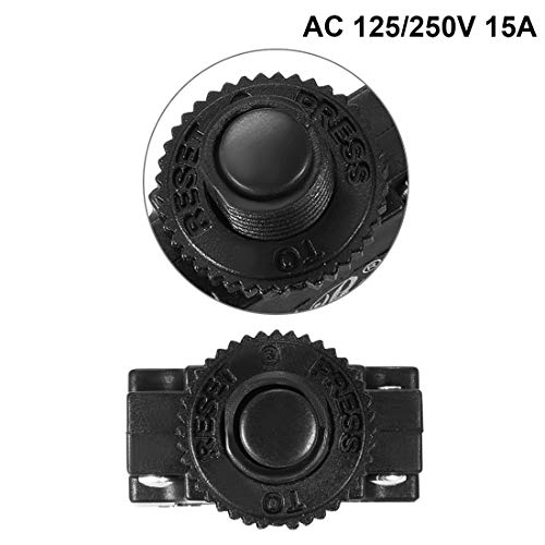 uxcell 5Pcs Thermal Overload Protector AC 125/250V 15A Push Button Reset Circuit Breaker