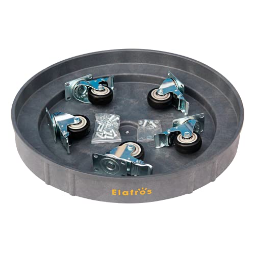 ELAFROS Heavy Duty Plastic Drum Dolly with Brake, 30/55 Gallon, 900lb Grey - color: Gray, size: 1 Pack With Brake