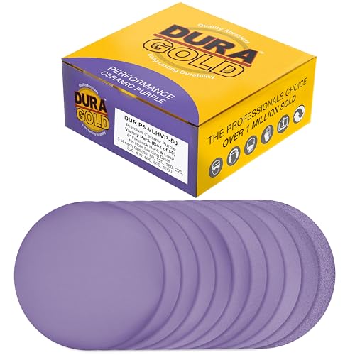 Dura-Gold 6" Purple Film Ceramic Sanding Discs, 50 Disc Variety Pack, H & L - style: Variety Pack