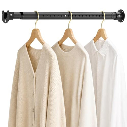 Metal Closet Rod 1.3" Heavy Duty Adjustable Hanging Rod 17-51 Inch - color: Matte Black, size: 17-51 IN