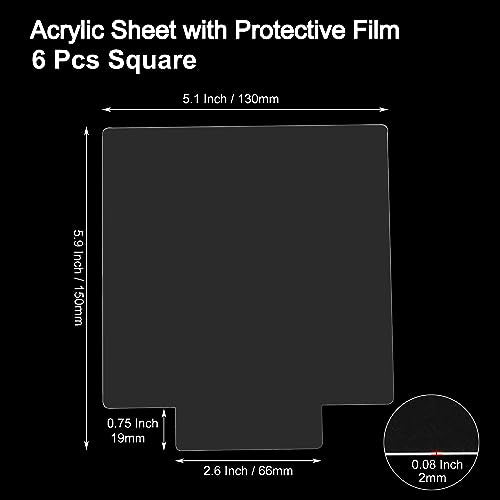 6 PCS 2mm Square Acrylic Blanks, Clear for LED Light Base - size: Square Shaped