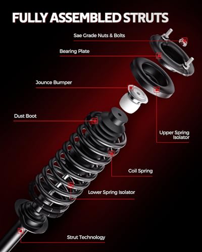 1331587 Torchbeam Shock Absorber Struts with Coil Springs Set of 2 Compatible with Volvo S80 1999 2000 2001 2002 2003 2004 2005 2006 Complete Struts Shocks Assembly - size: Volvo S80 1999 - 2006
