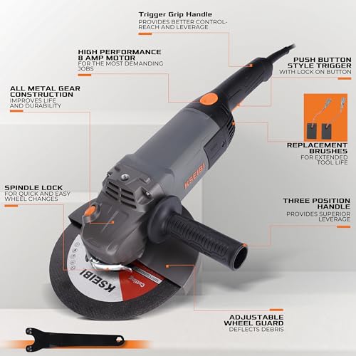 KSEIBI 711985 Concrete Grinder 7 Inch Angle Grinder Kit - style: 15Amps Grinder