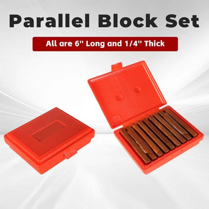 findmall 9 Pair 1/4 x 6 Accuracy Parallel Block Set .0002 Hardened Gage Gauge Tool Set - size: 9 Pair 1/4