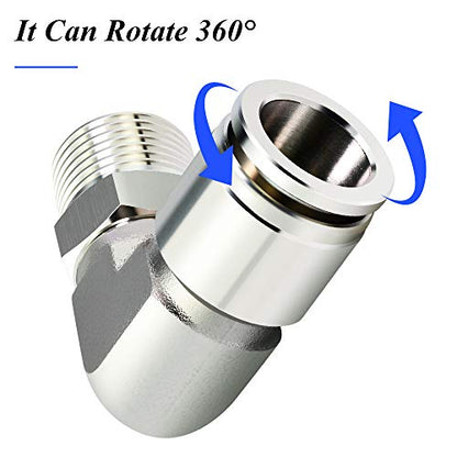TAILONZ PNEUMATIC 304 Stainless Steel Male Elbow - 3/8 Inch Tube OD x 1/8 Inch NPT Thread 90 Push to Connect Tube Fitting PL-3/8-N1 (Pack of 5) - size: 3/8''OD 1/8''NPT