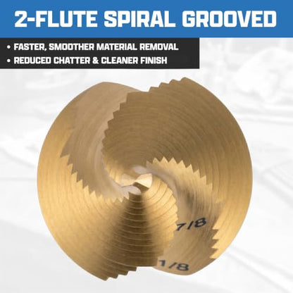 NEIKO 10629A Step Drill Bit, 2 Steps 7/8" to 1-1/8" Spiral High Speed Steel, Titanium Nitride Coated, 1/4" Quick Change Step Bits for Steel, Metal, Wood, Plastic, Unibit Cone Drill Bits, Two Flute - size: #9 (7/8 - 1-1/8", 2S), style: Spiral