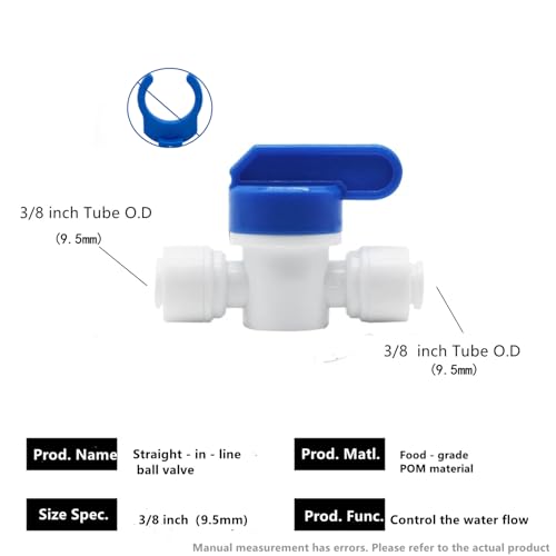 10 pcs Inline Shut Off Ball Valve 3/8 inch OD Tubing&Hose&Pipe Use Plastic Quick Connect Fittings for Water Purifier RODI System - style: 3/8 inch ball valve(10)