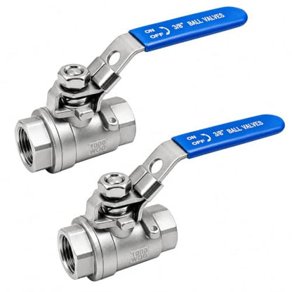 YADIAN 2Pack 304 Stainless Steel Ball Valve 3/8'' NPT Thread Shut Off Valve - size: 3/8'' NPT