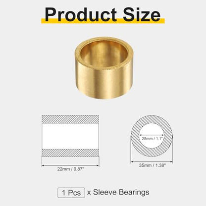 uxcell Sleeve Bearings, 28mm Bore x 35mm OD x 22mm Length - size: 28x35x22mm