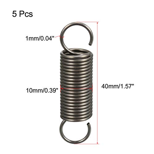 uxcell 5Pcs Extended Tension Spring Wire Dia 0.04", OD 0.39", Free Length 1.57" Spring Steel Small Dual Hook Tension Springs for Production - size: 0.04" × 0.39" × 1.57"