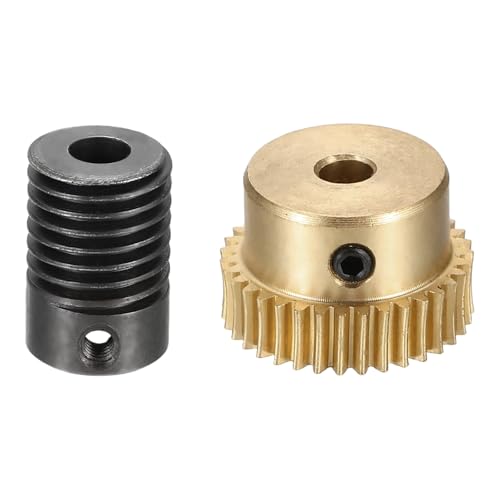 uxcell Worm Gear Set Right Rotation 35T 0.5 Module 1:35 Reduction Rate - size: Gear-4mm, Rod-5mm Bore, style: 0.5M-35T