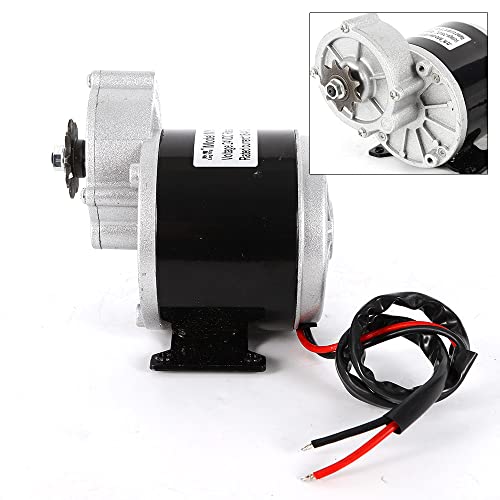 Electric Vehicle Geared Motor, 24V 350W Gear Face Mount 9 Teeth Sprocket Electric Brush Motor for Scooter Bike Go-Kart Minibike MY1016Z