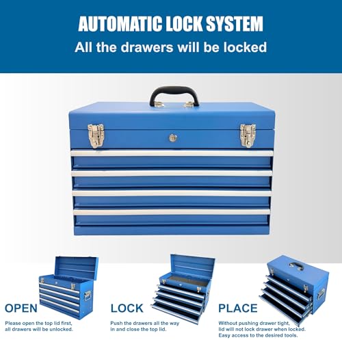 Heavy Duty Portable Tool Chest with Multiple Drawers and Locking System for Secure Tool Storage and Organization on the Go