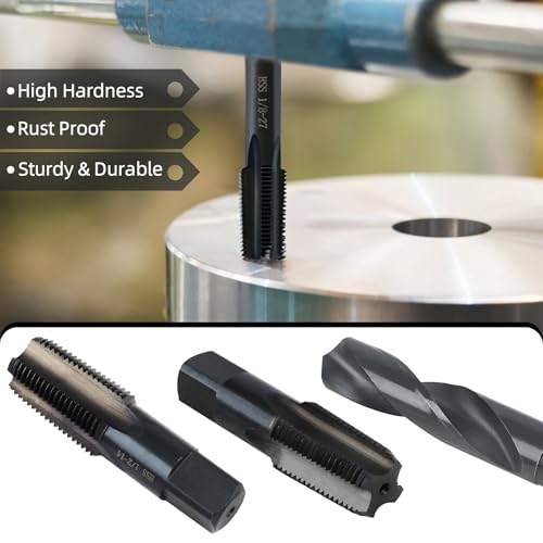 3/8-18 NPT Pipe Tap and 37/64" drill Set,Hand Threading Plumbing Tap Set - size: 3/8"-18 NPT Tap, 37/64" Drill