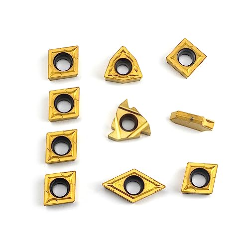 OSCARBIDE Carbide Turning Inserts 10 Pieces/Pack,SCMT09T304,16ER AG60,GTN-3,WCMT06T304,CCMT09T304,DCMT11T304 Carbide Inserts for 5/8" Shank Indexable Lathe Turning Tool Holder
