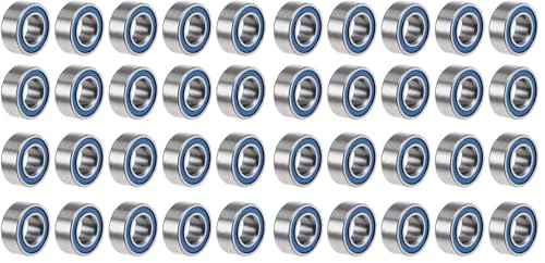 uxcell MR105-2RS Deep Groove Ball Bearings 5mm Inner Dia 10mm OD 4mm Bore Double Sealed Chrome Steel Blue Seal Z2 20pcs (Pack of 2) - size: 5mmx10mmx4mm (Pack of 2)