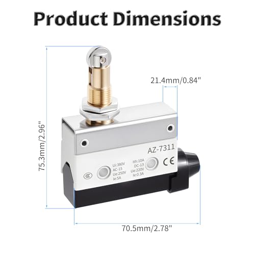 2 Pcs AZ-7311 Micro Limit Switch, 5A 250VAC Micro Switch, SPDT - color: AZ-7311