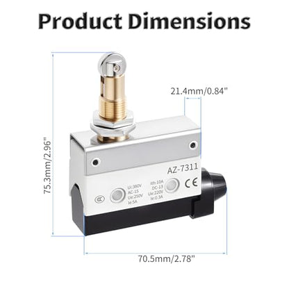 2 Pcs AZ-7311 Micro Limit Switch, 5A 250VAC Micro Switch, SPDT - color: AZ-7311