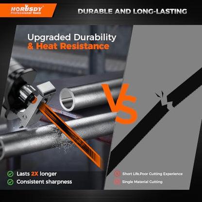 HORUSDY 6PCS 9-Inch 14TPI Bi-Metal Reciprocating Saw Blades, Heavy-Duty Blades for Cutting Steel Pipe, Rebar and Sheet Metal, Universal Shank Fits Most Saws - style: 6-Pc 9"Bi-Metal (Metal Cutting)