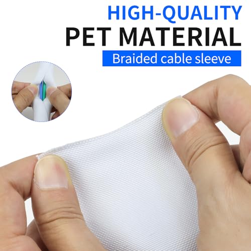 Split Wire Loom, 20ft Automotive Cable Protector Sleeve, Flexible Braided Cable Sleeves High Temperature Cable Management (White, 1/2") - color: White, size: 1/2"